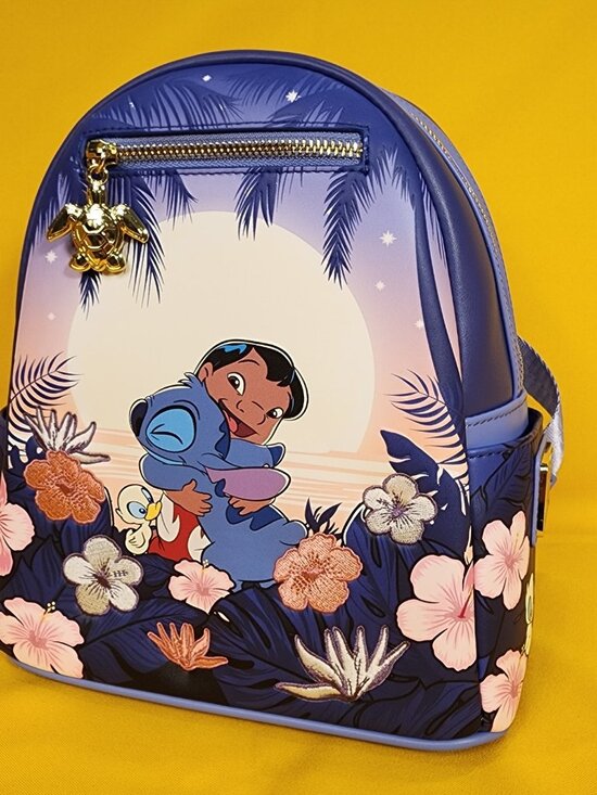 Loungefly Disney Lilo and Stitch Floral Sunset Scene Ducks Mini Backpack NEW main image 10
